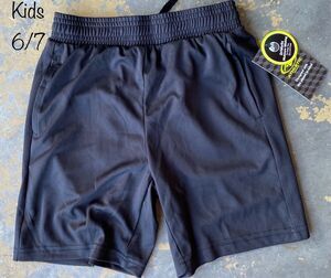 Athletic Works Boys Mesh Shorts Size S 6/7 Black DriWorks Moisture Wicking NWT